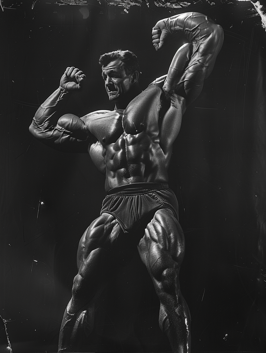 Bodybuilder posing in AR