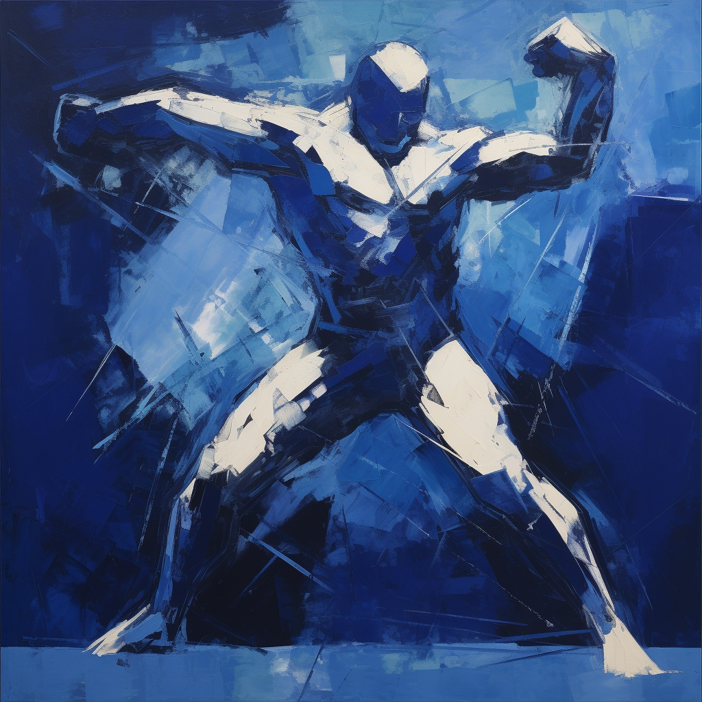 Bodybuilder man dancing in socialism realism style