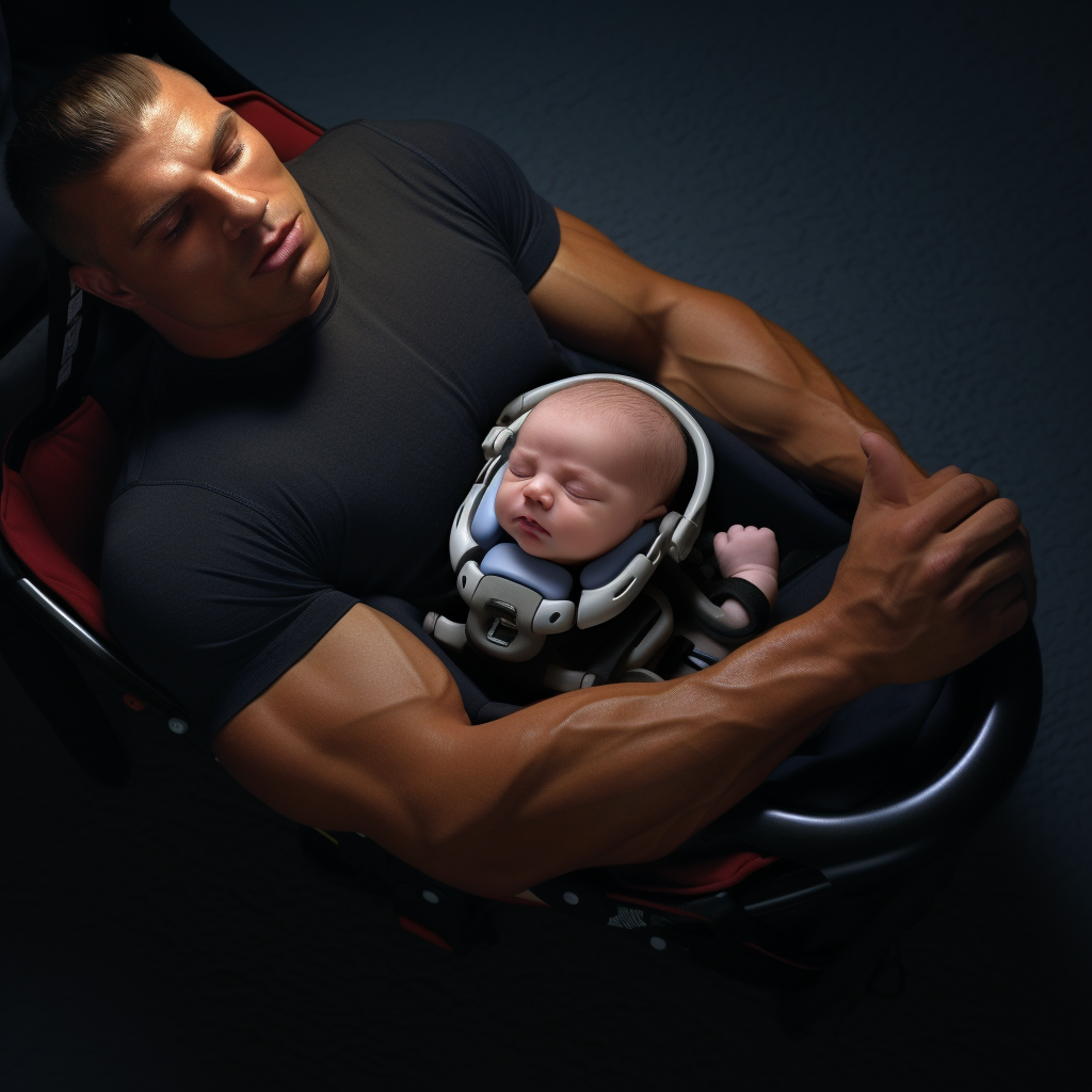 Bodybuilder with Baby Pacifier