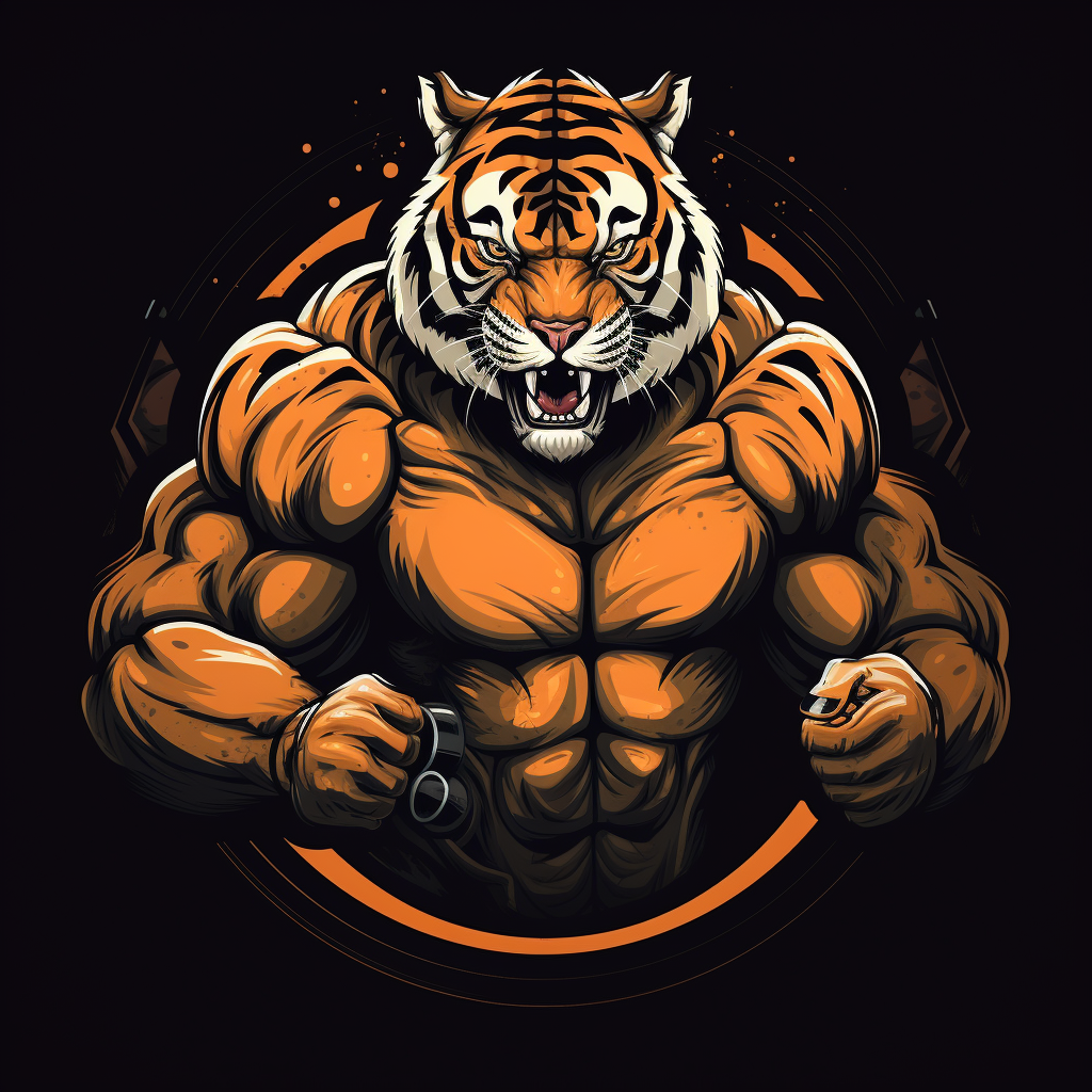 Strong bodybuilding tiger logo design