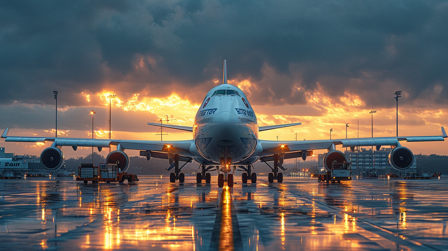 White Boeing 747 Airplane Apron