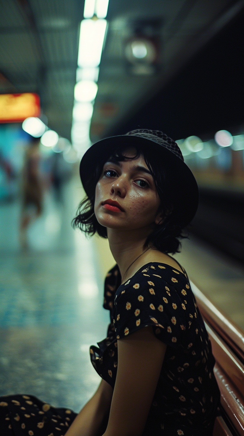 Portrait of a bohemian individual at Jakarta metro station