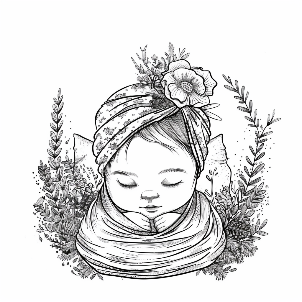 Cute Bohemian Newborn Baby Drawing