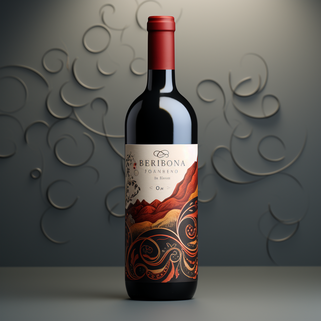 Bohemian wine label on bordeaux bottle