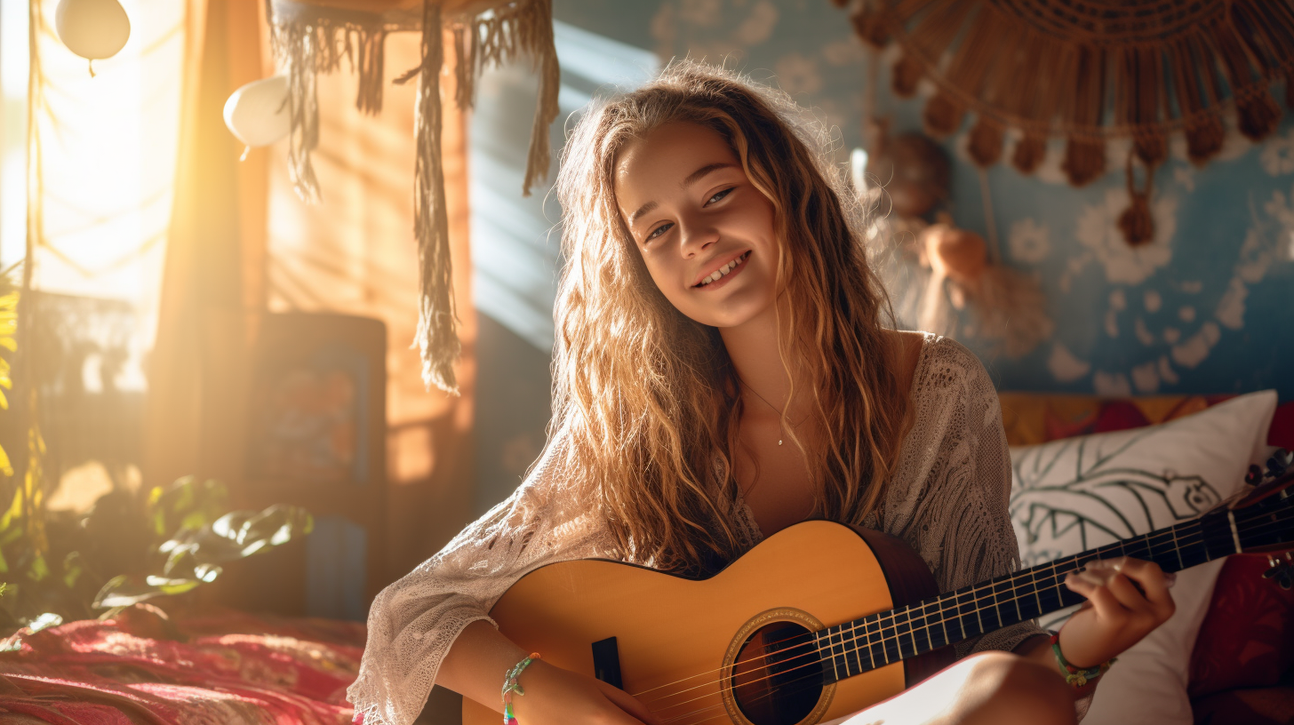 Tween girl enjoying melodic and vocal improv