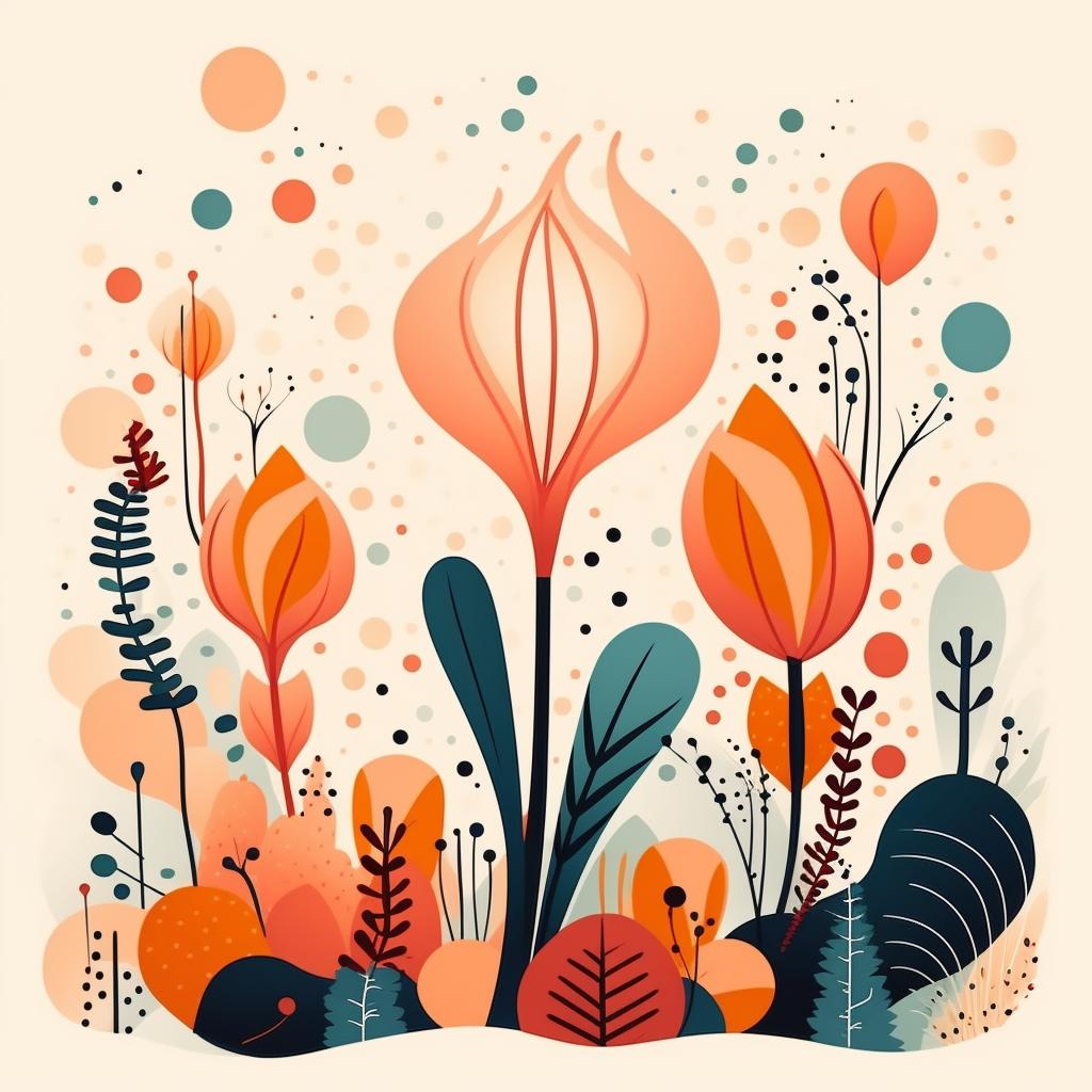 Vibrant boho organic shape illustration