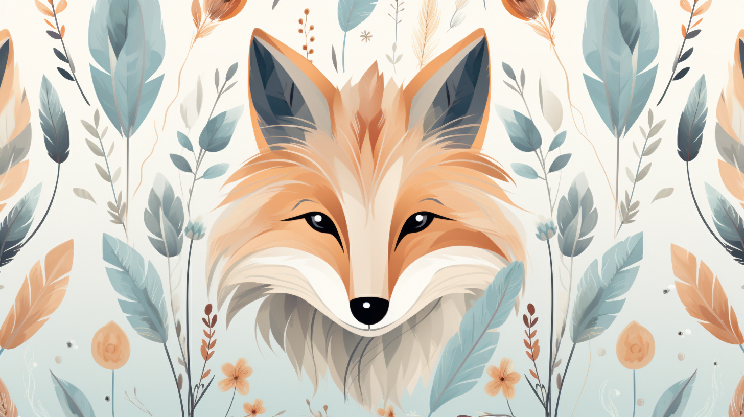 Boho style fox pattern in muted colors