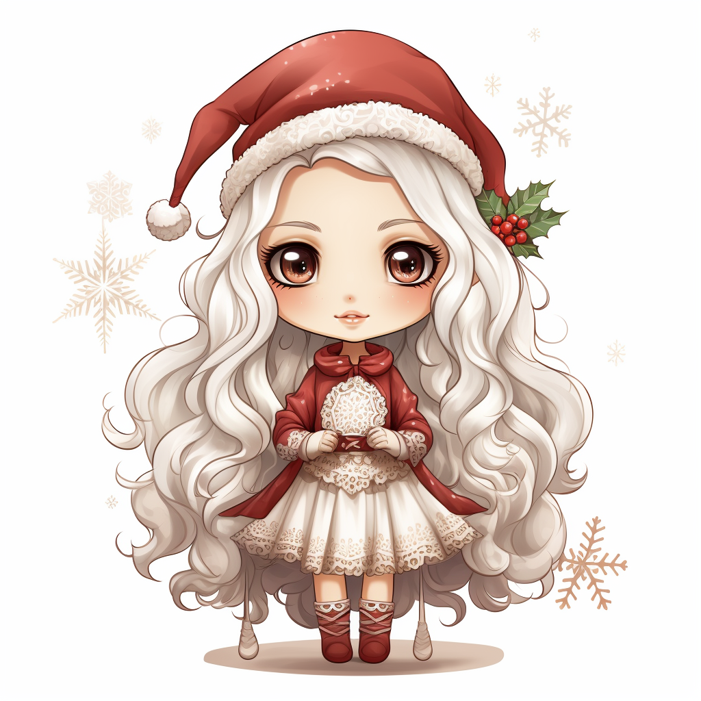 Chibi Mrs. Santa in Boho Style