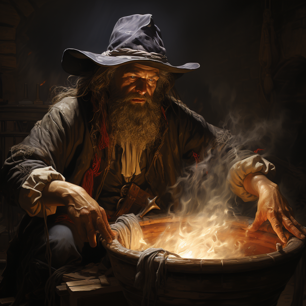 Boiling witch with Betsy Ross flag