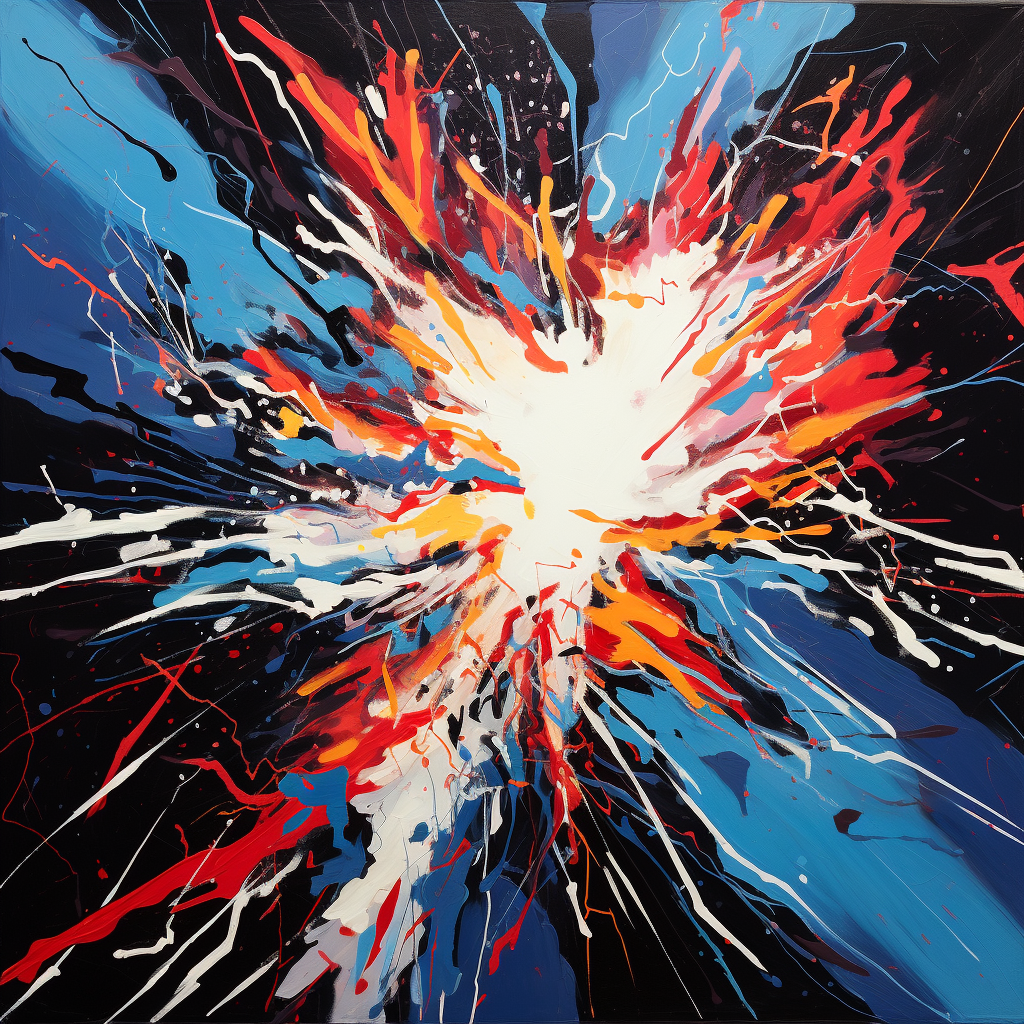 Colorful acrylic painting with electric shock effect