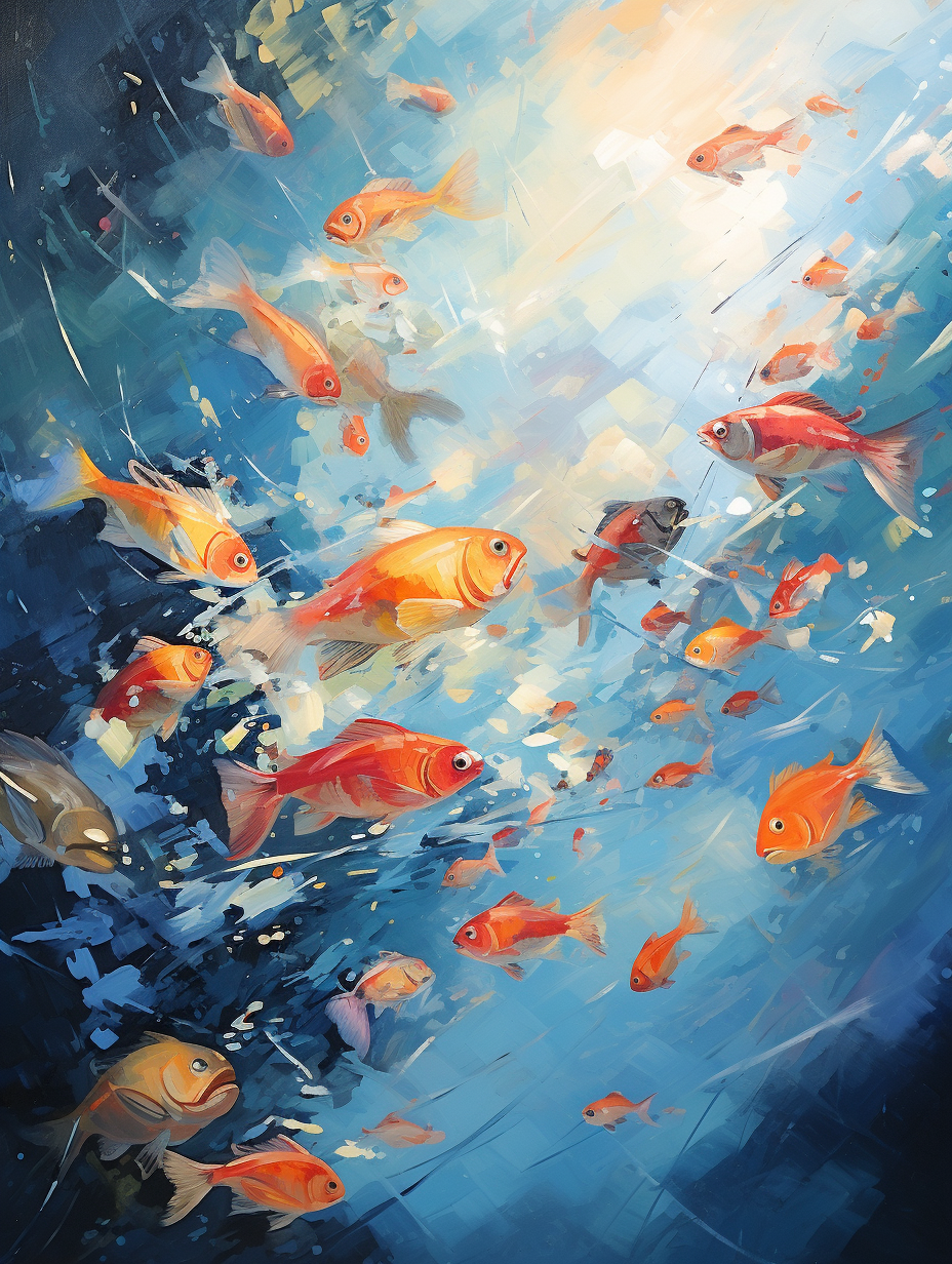 Colorful fishes swimming in river