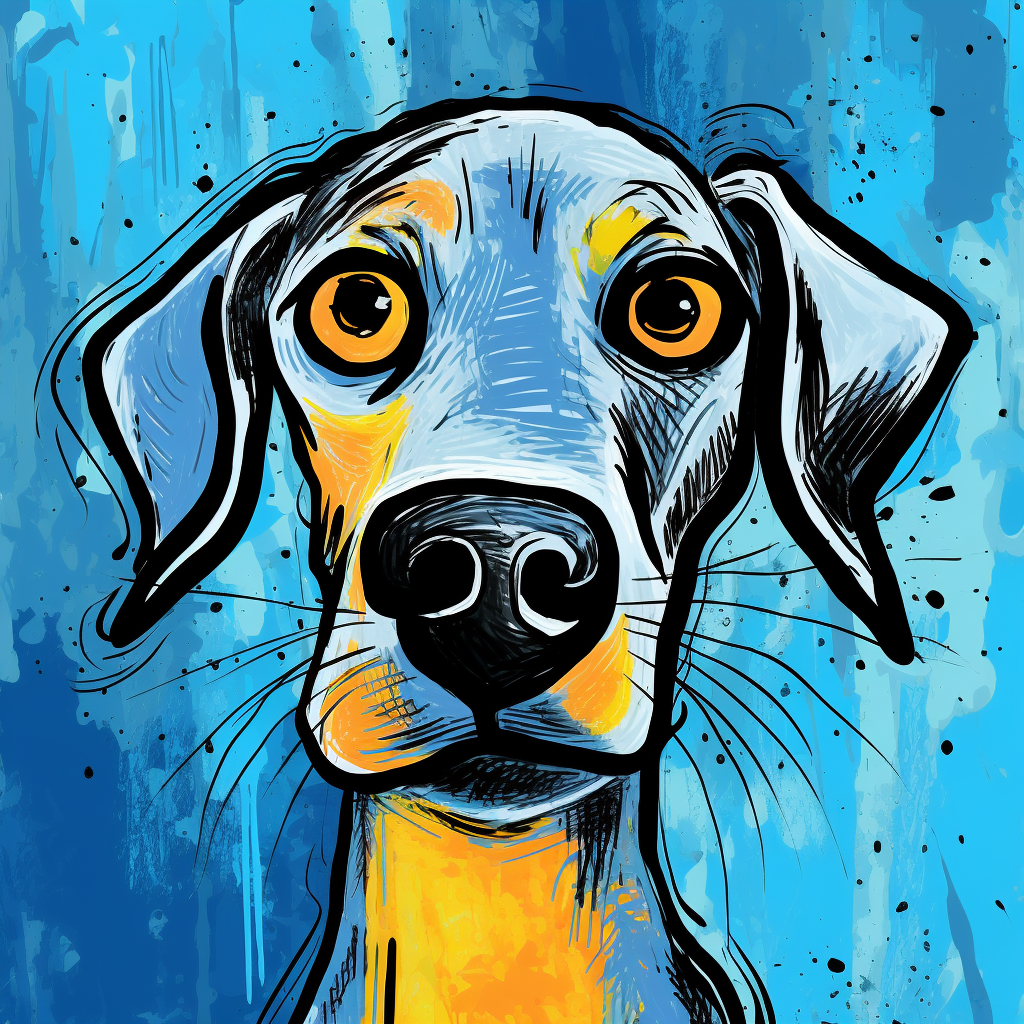 Playful Cartoon Dog in Bold Colors