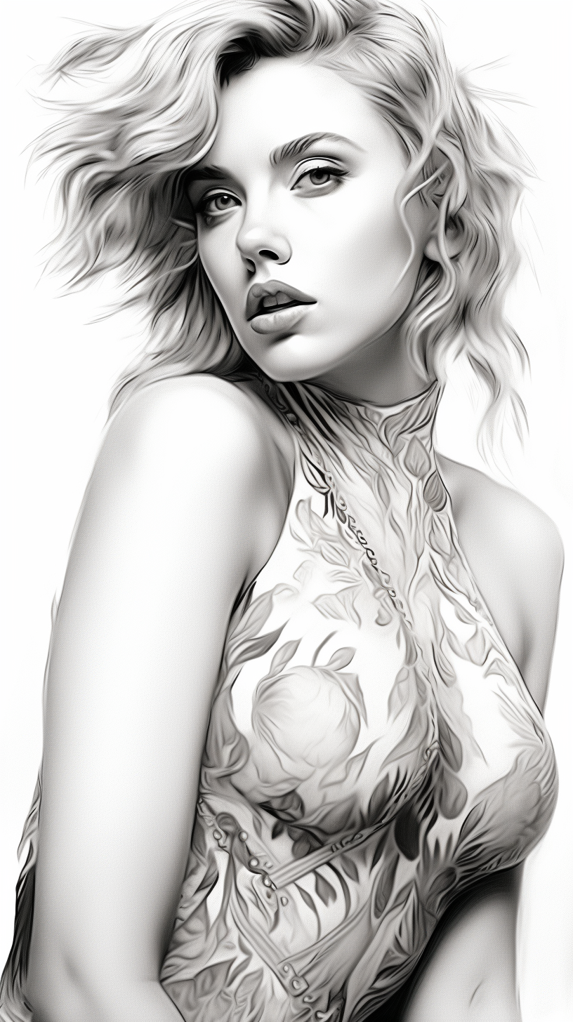 Bold Scarlett Johansson Line Drawing