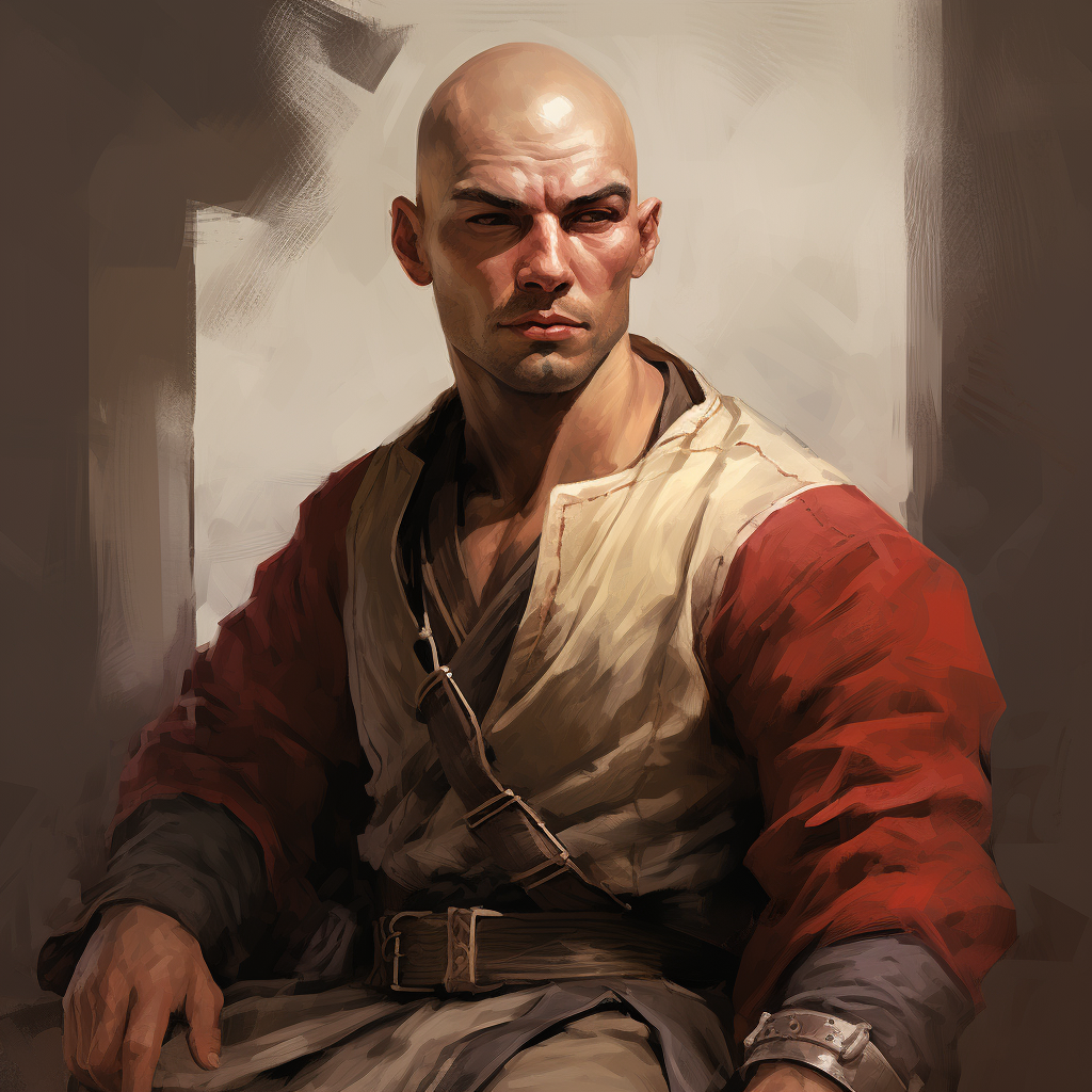 Image of a bold monk shaved, DND human male