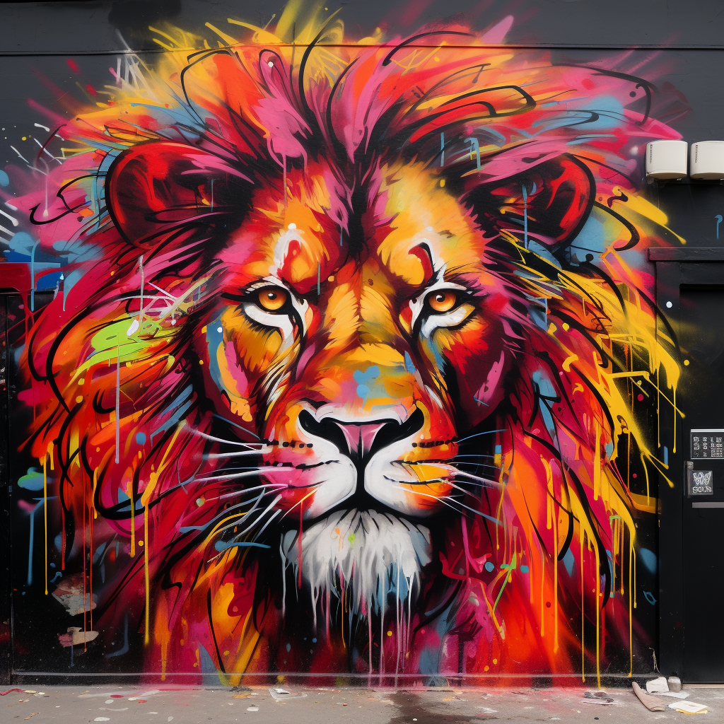 Graffiti of a fierce lion