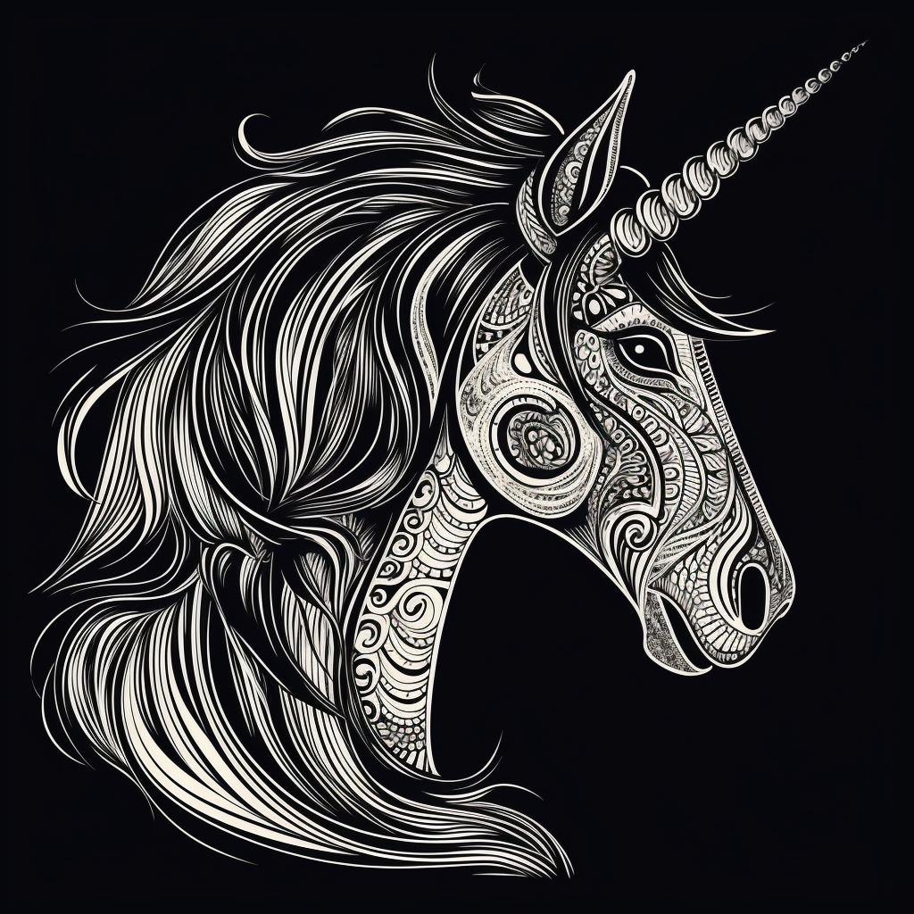 bold unicorn silhouette vector black white