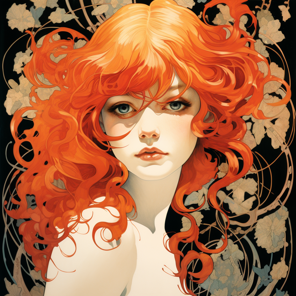 Red Haired Girl Art Nouveau Poster