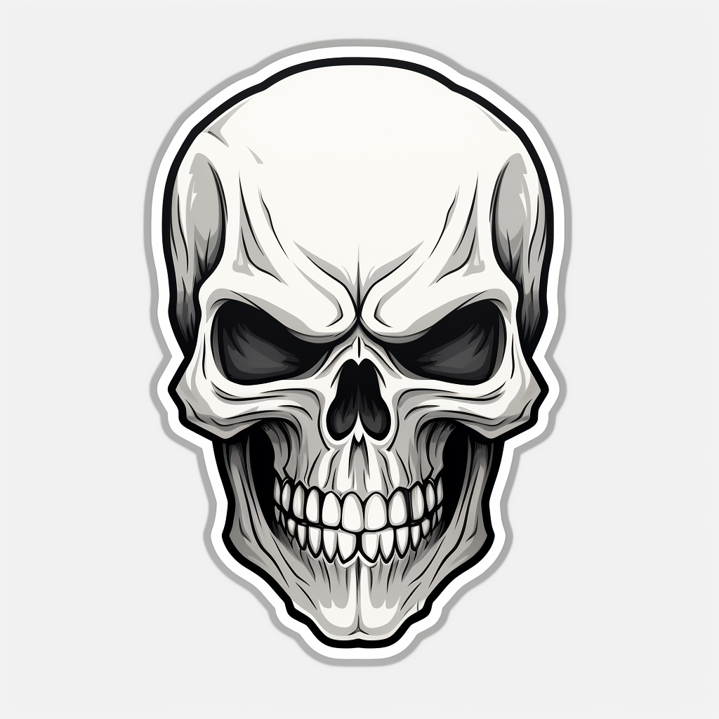 Bold white skull sticker image