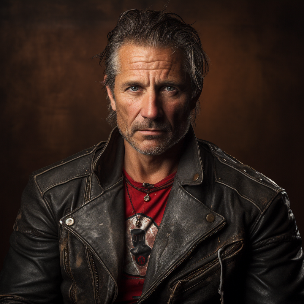 Mid-aged man in bold leather jacket