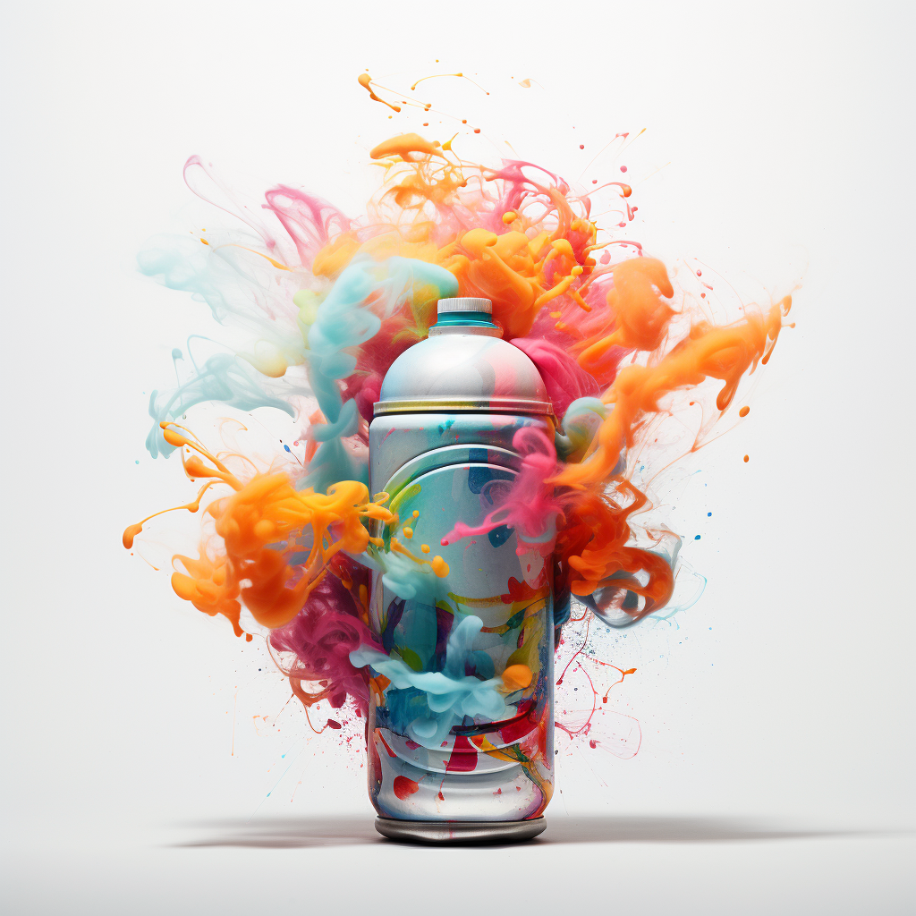 Colorful aerosol spray can on white background