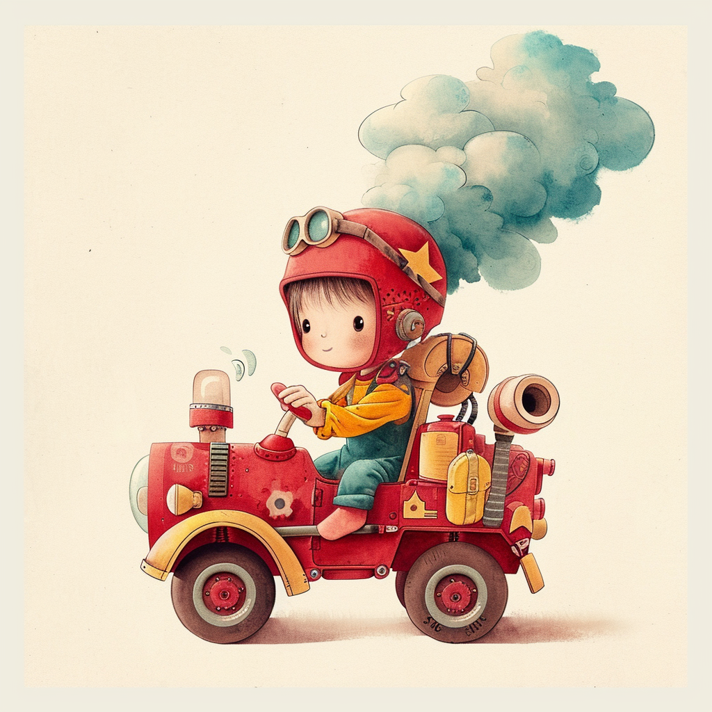 Cute cartoon firefighter child image