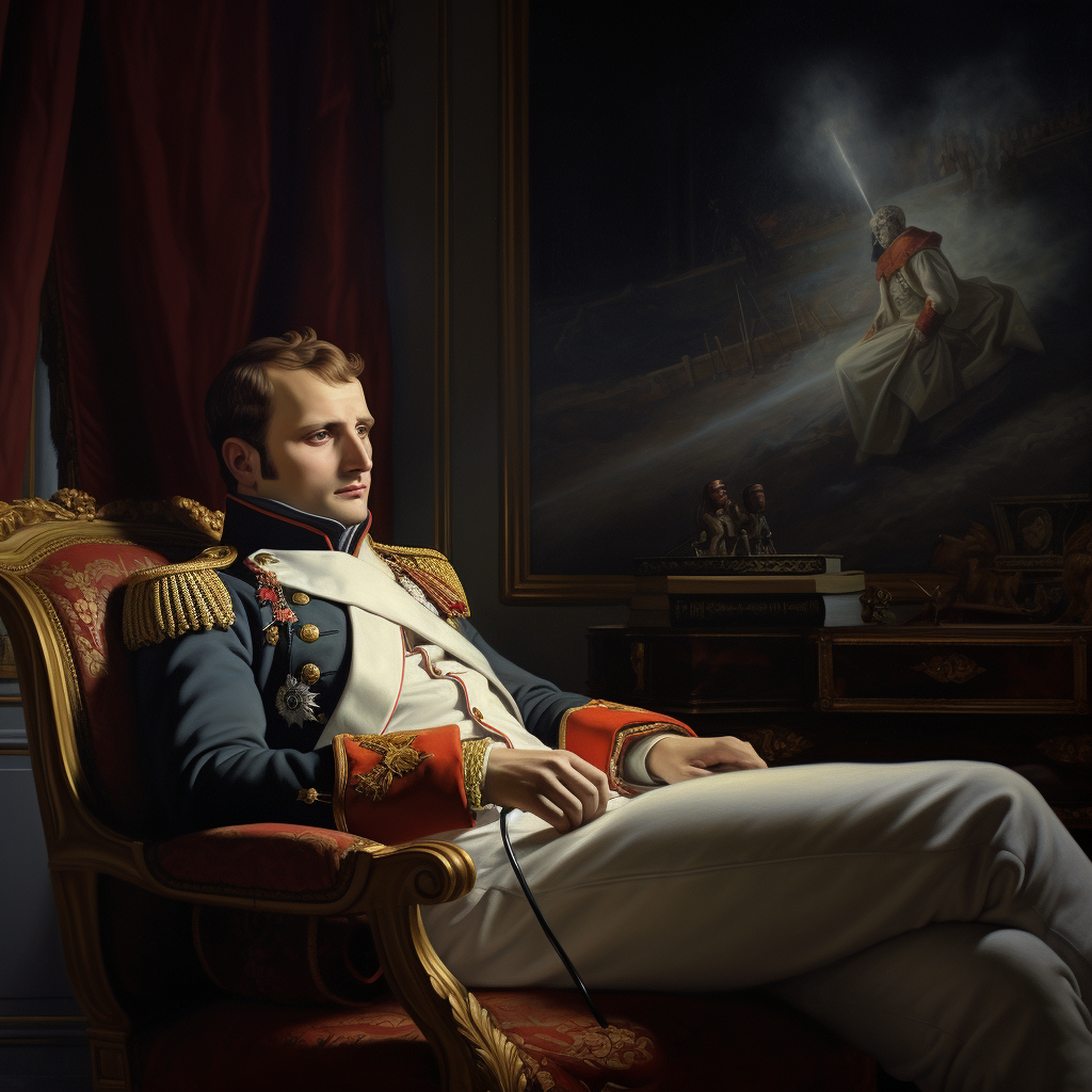 Napoleon Bonaparte watching OLED smart TV