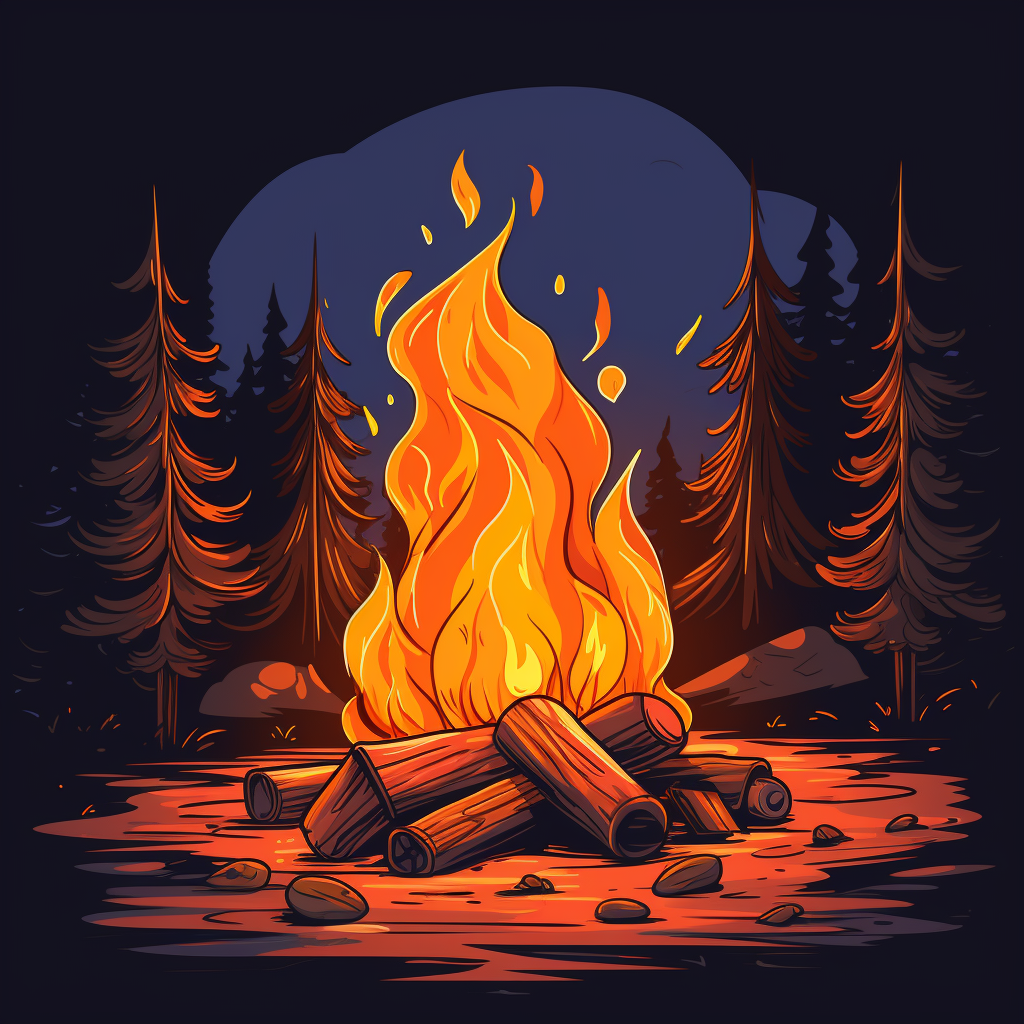 Colorful Cartoon Bonfire Illustration