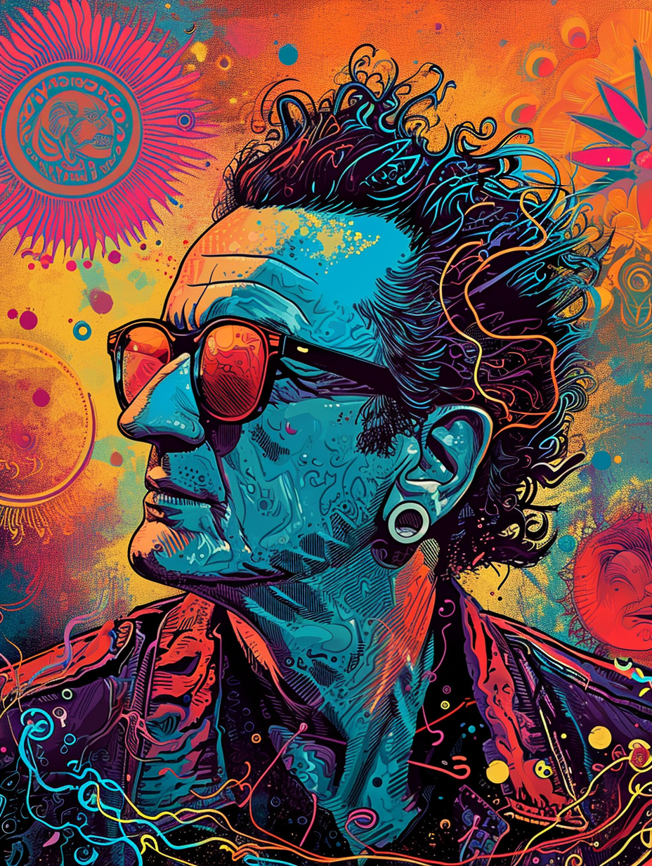 Bono in Psychedelic Retro Poster