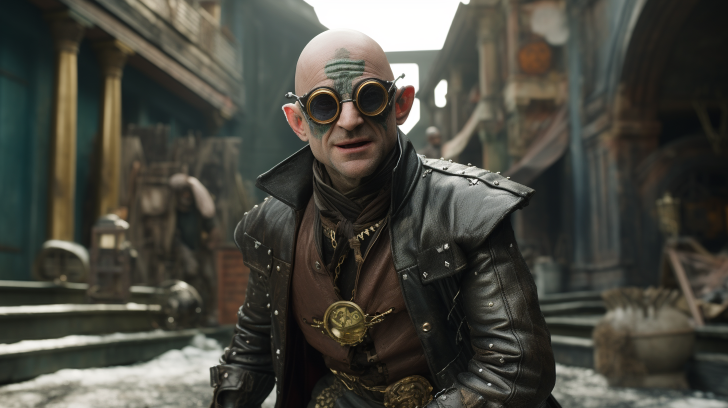Bono as a Bald Elf with Steampunk Goggles
