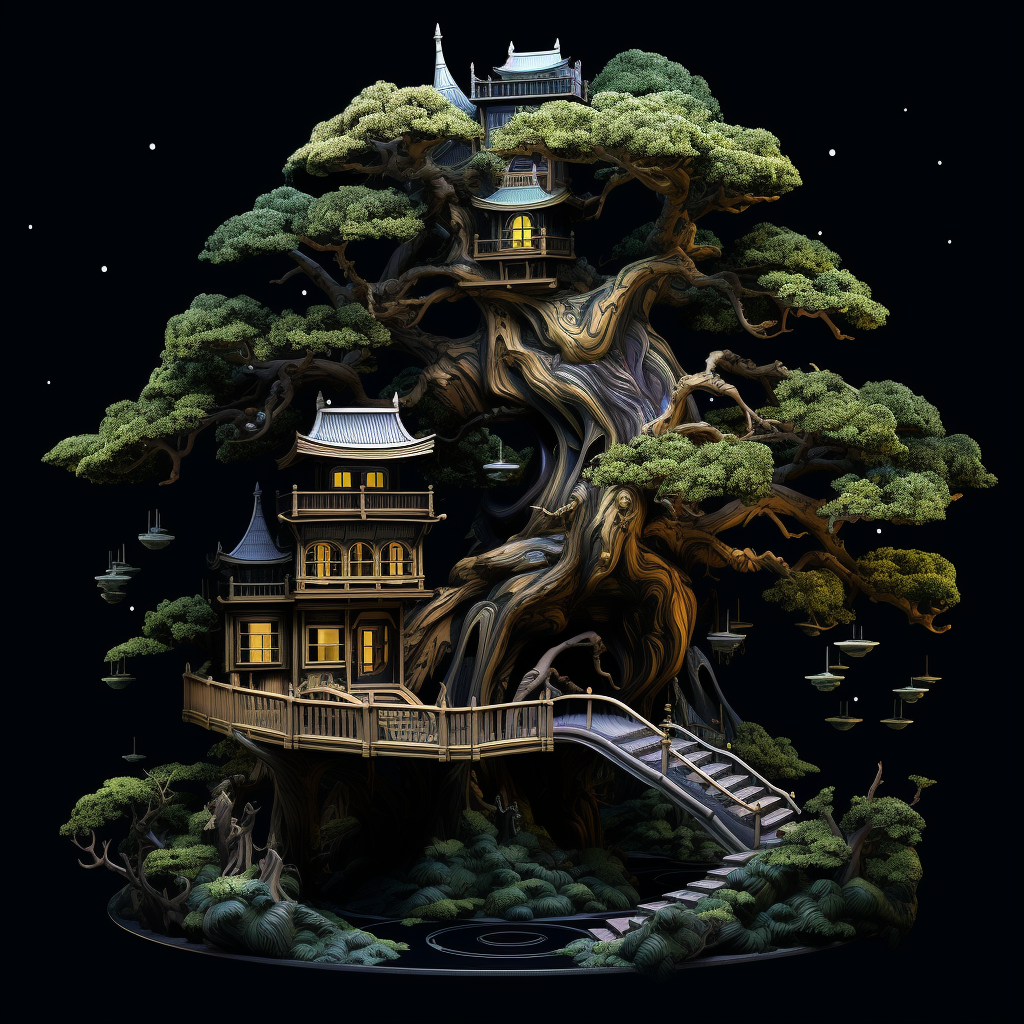 Detailed Bonsai Tree House Horror