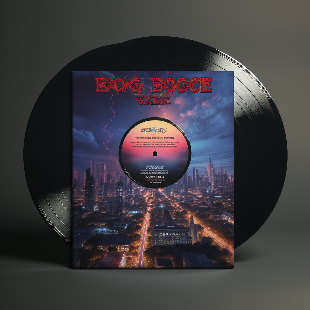 Photorealistic 1980s record sleeve design