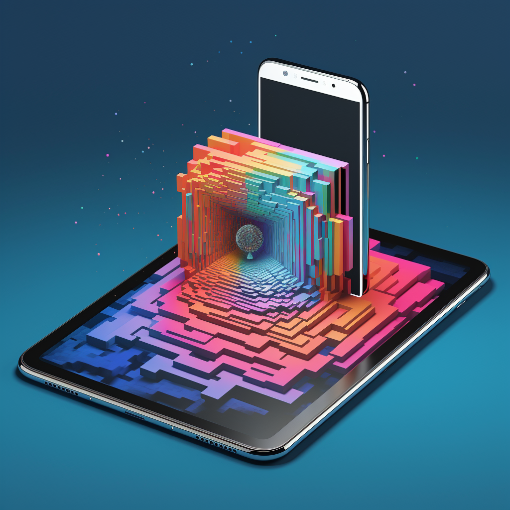 Abstract book cover with Rubix Cube and smartphone in a time vortex