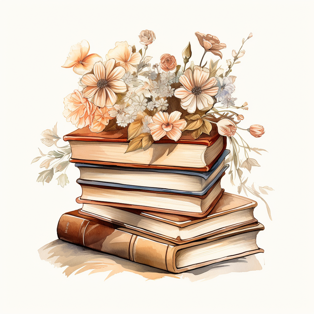 Books Floral Watercolor Art