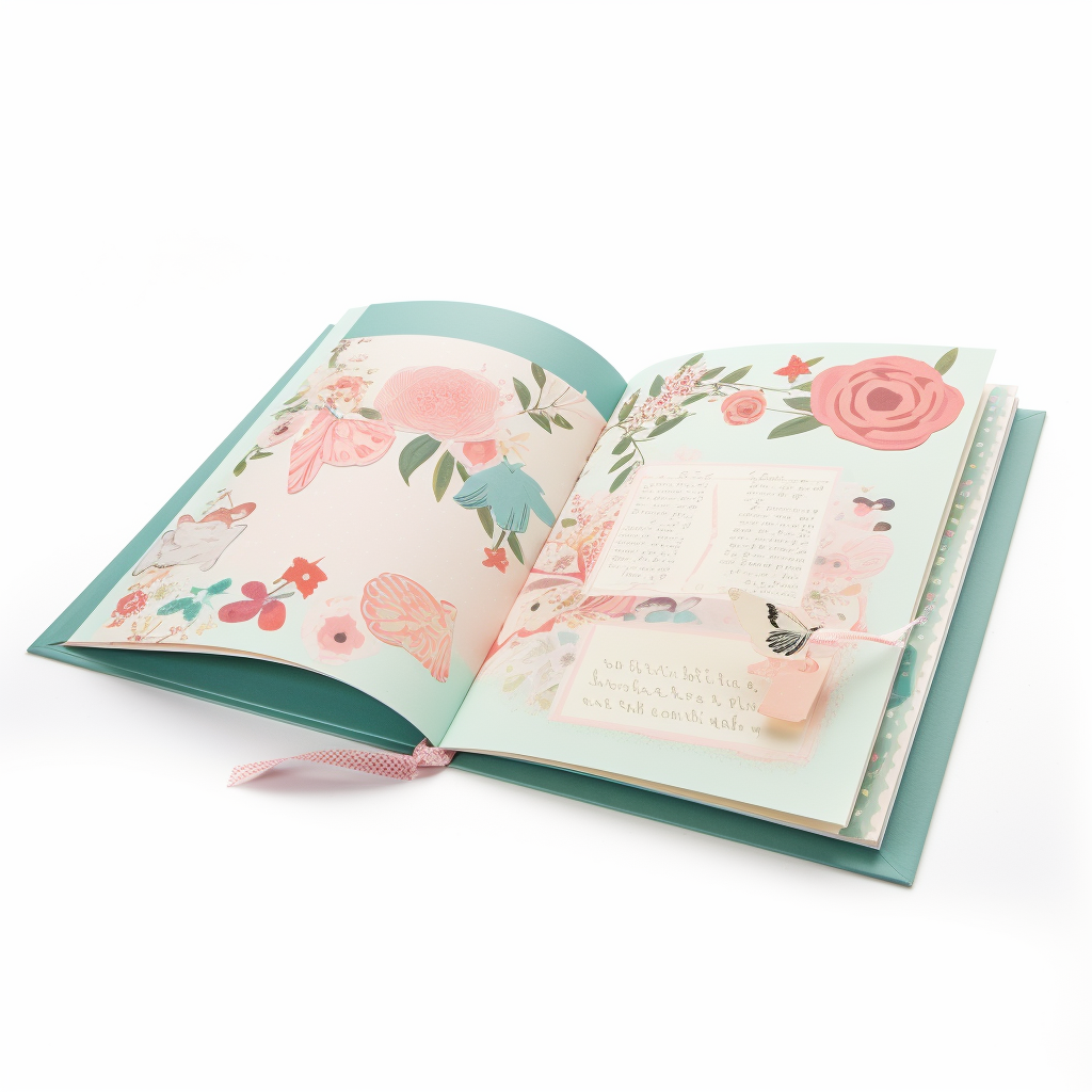 Book layout with Hallmark-inspired love theme