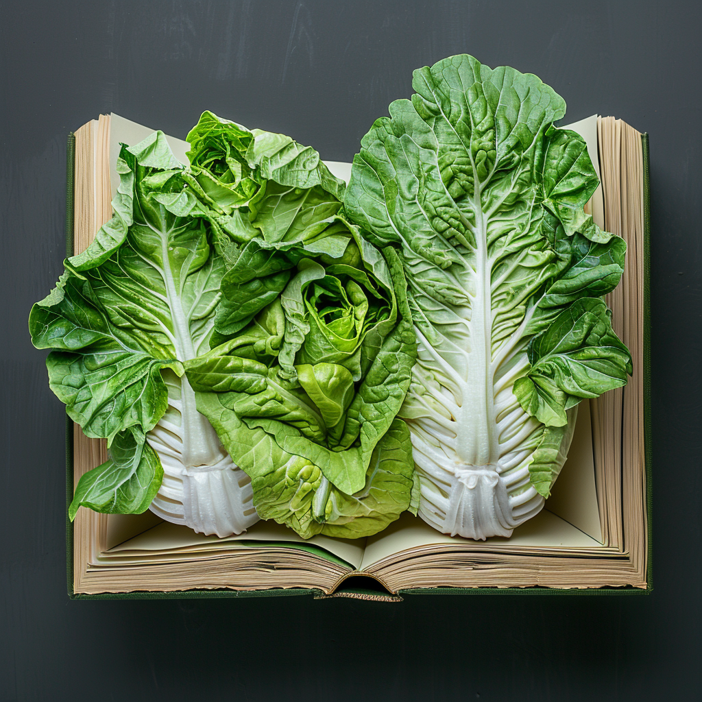 Book Pages with Lettuce Leaves