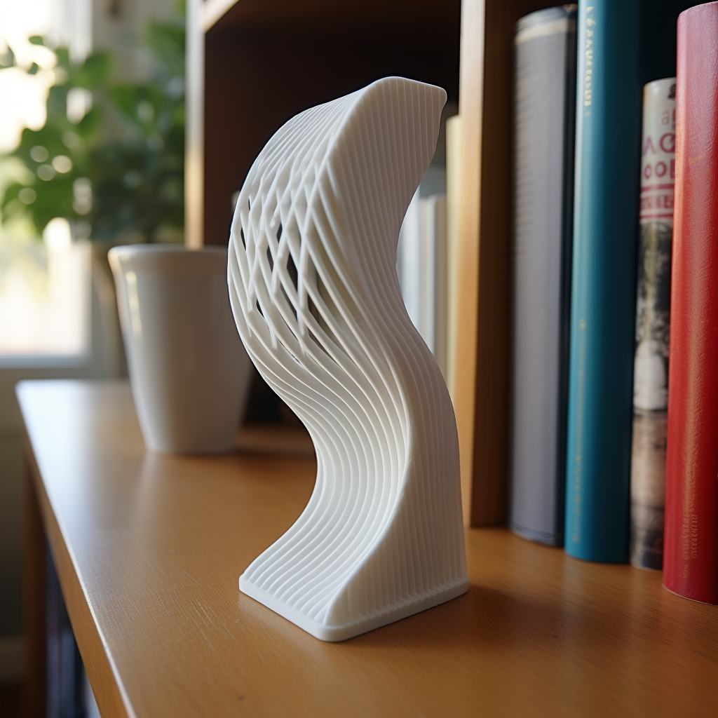 3D Printed White Filament Bookend by Finn Juhl