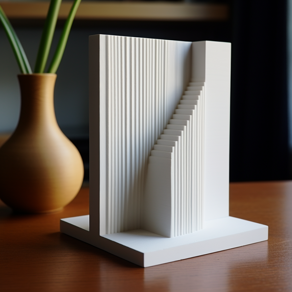 3D printed bookend with white filament