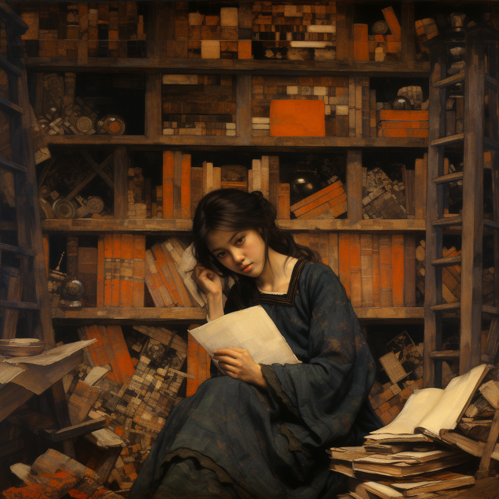 Young Japanese woman reading book