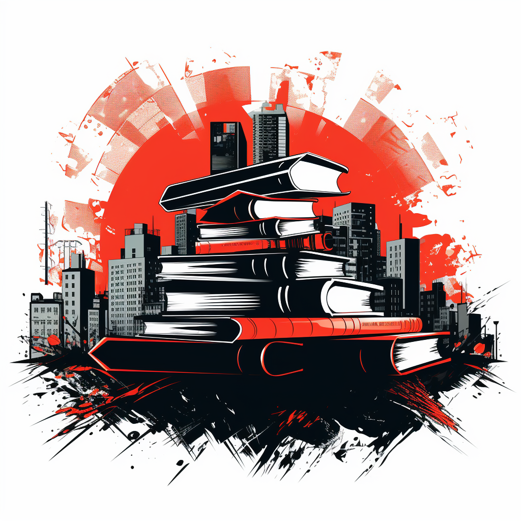 Black and red books illustration