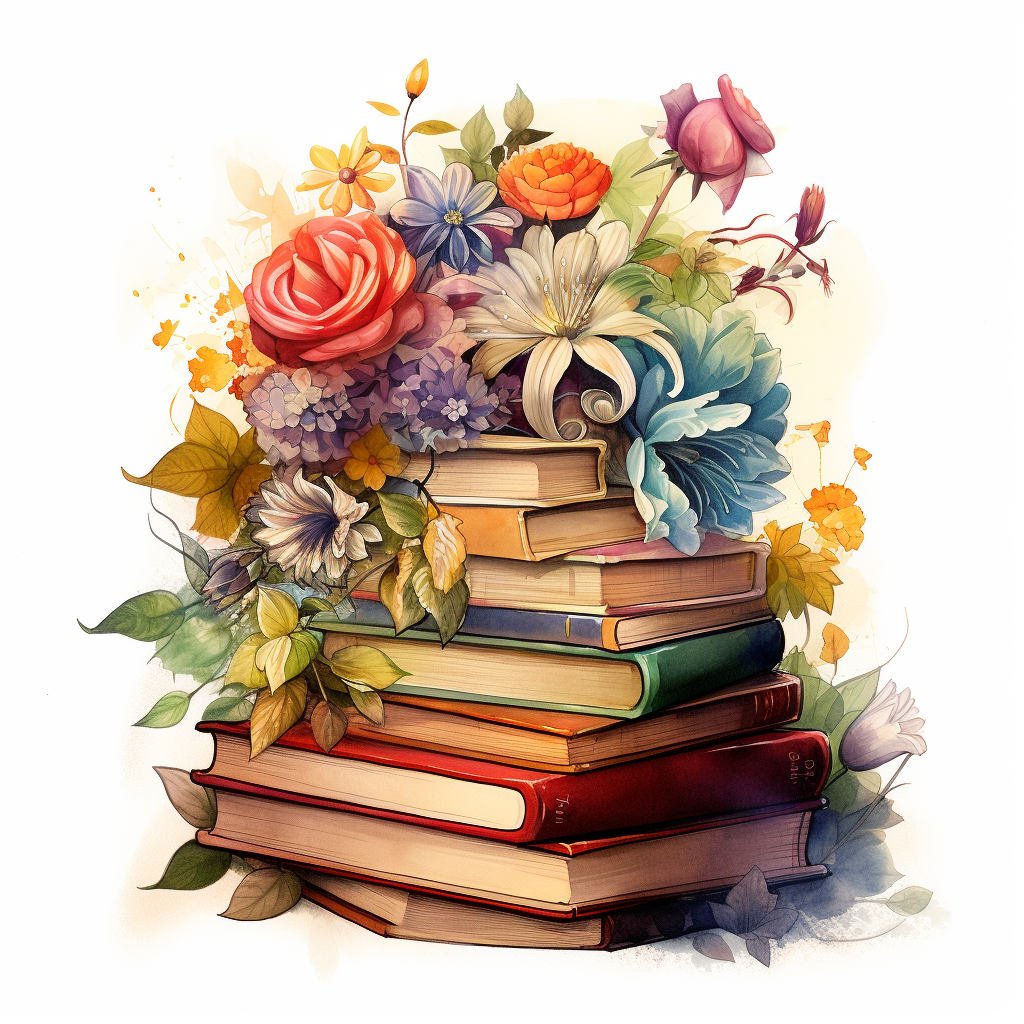 Books with Watercolor Floral Art