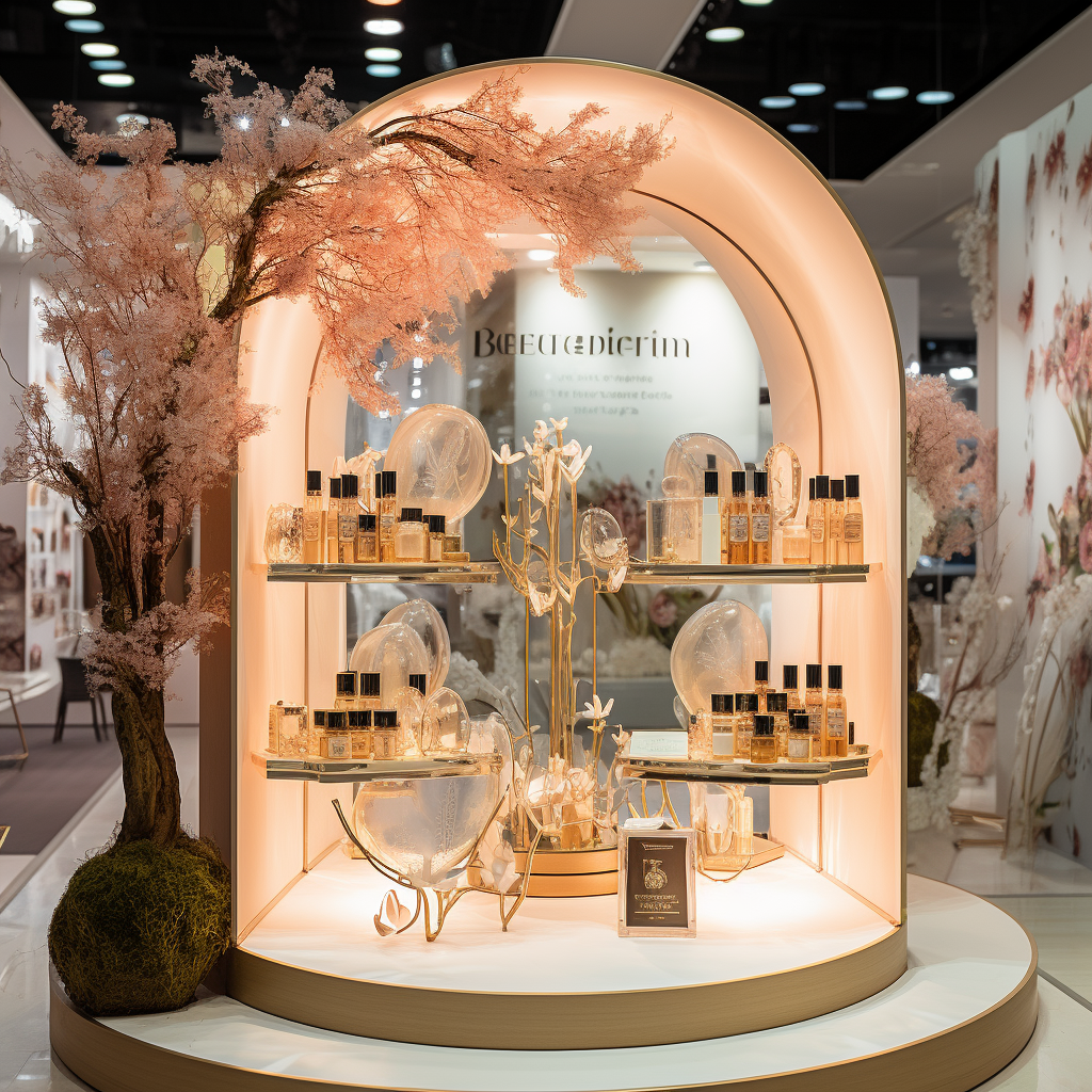 Beautiful booth decoration for berfume display