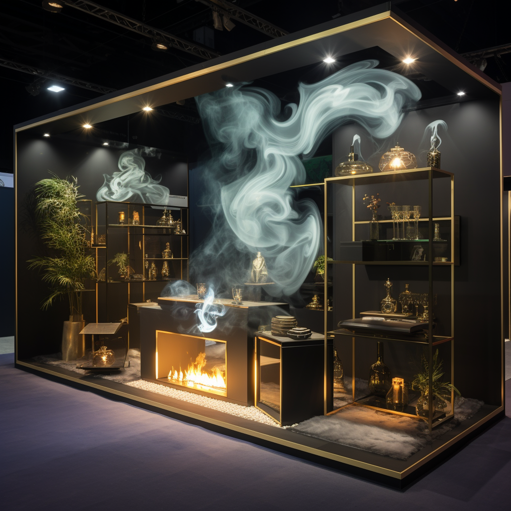 Stylish booth perfume with soft lighting