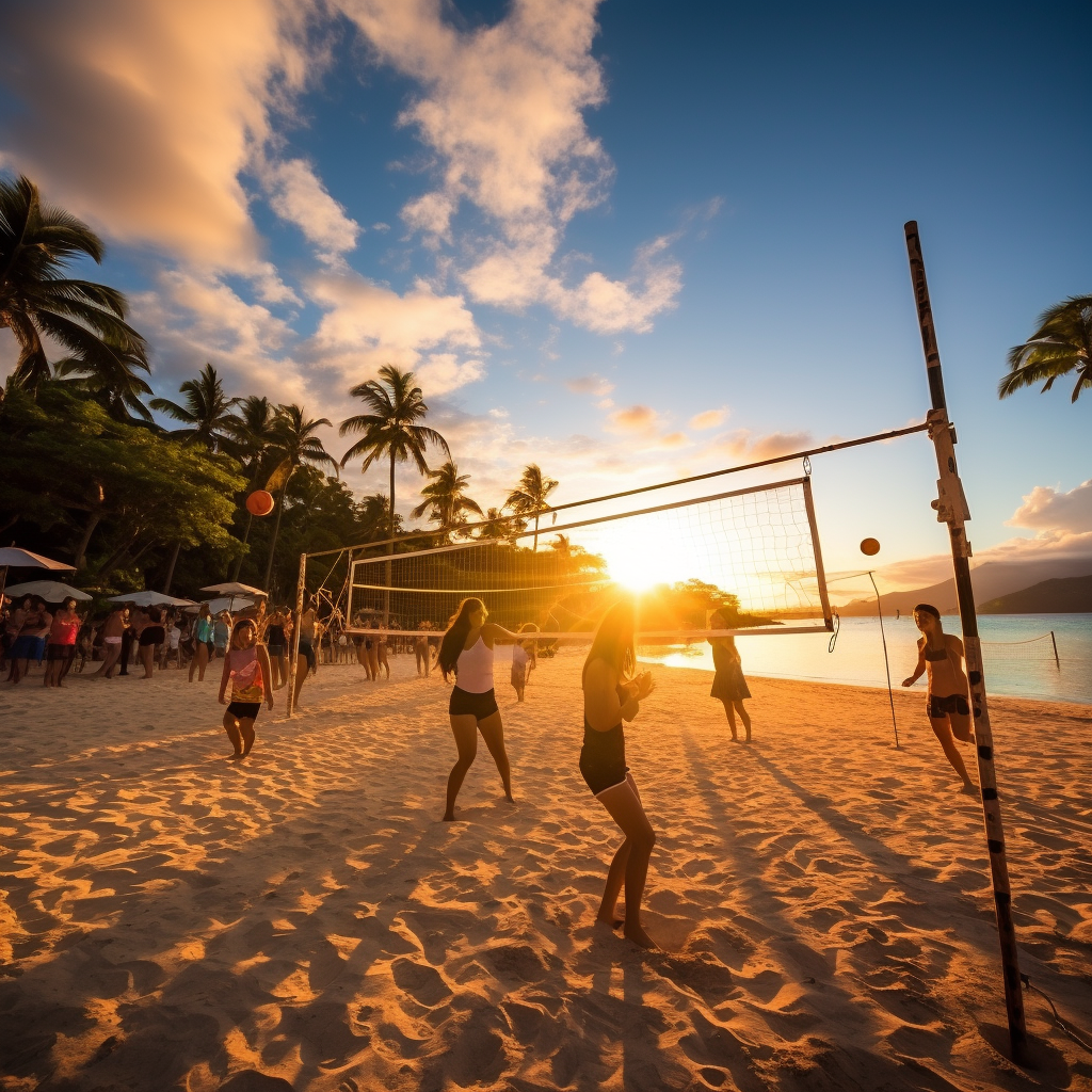 Group enjoying beach tennis on Boracay Island