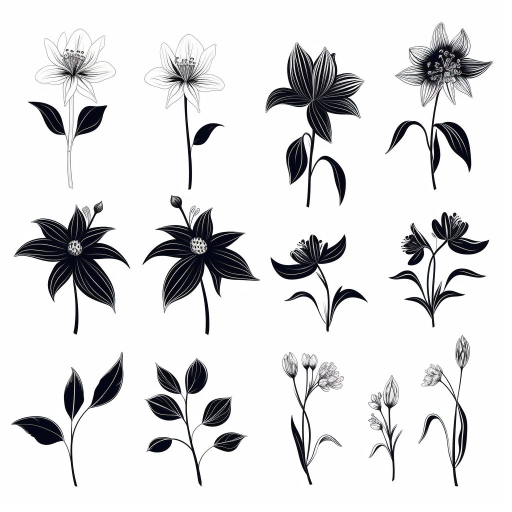 Borage flower silhouette options