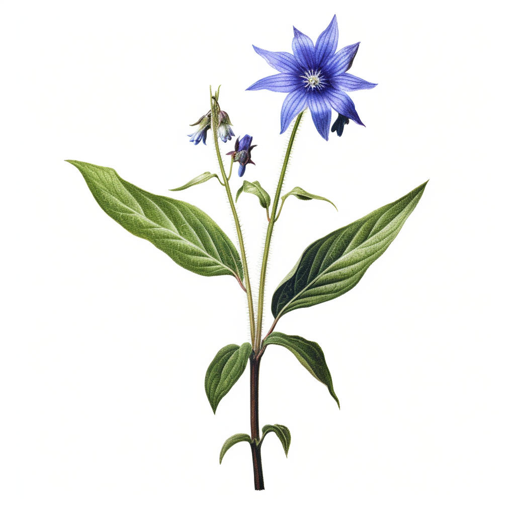 Borage Flower on White Background