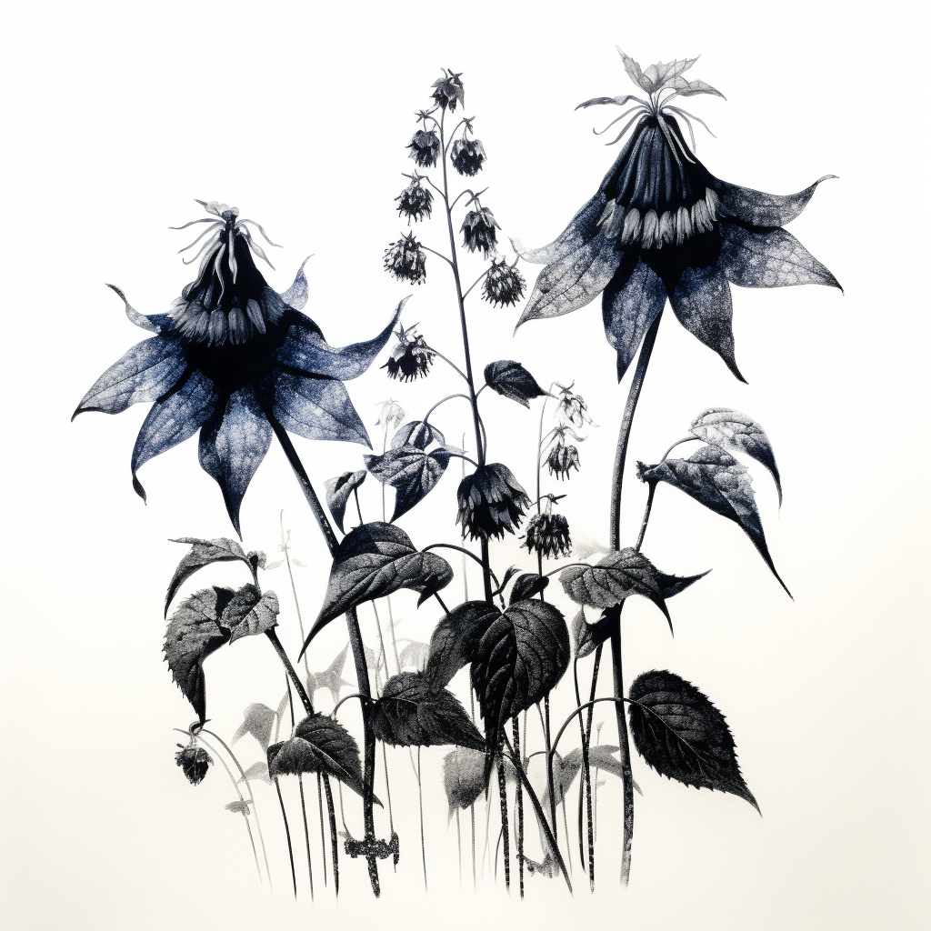 Borage flowers in silhouette