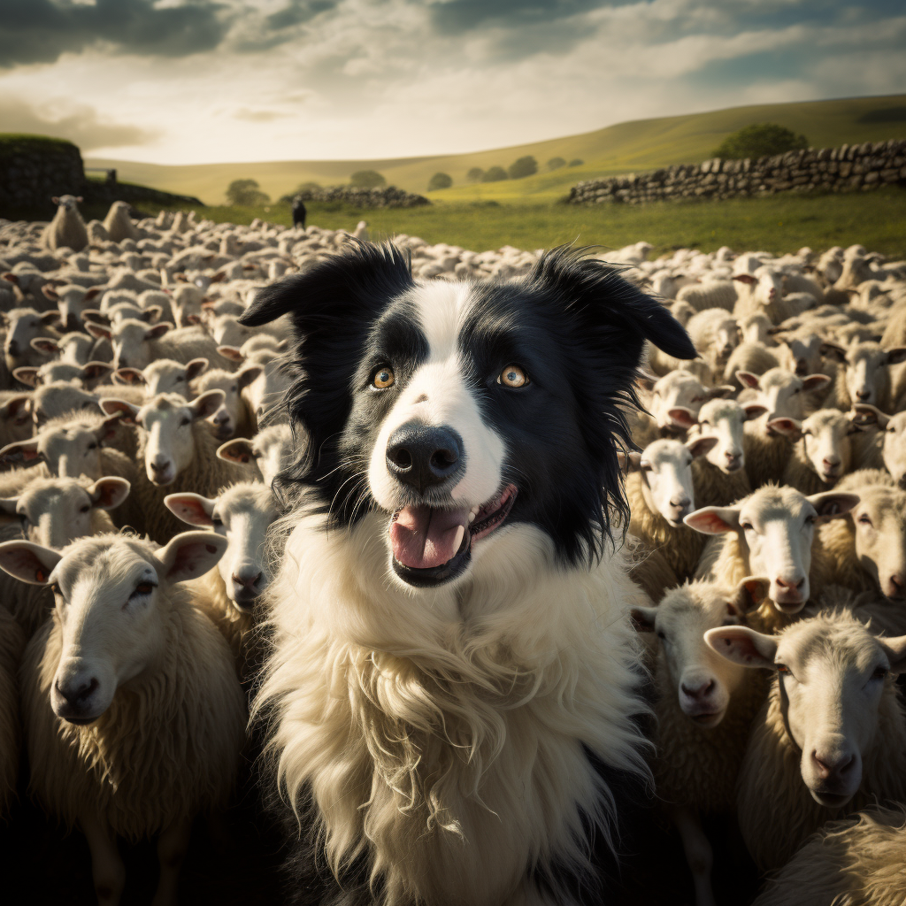 Border Collie Herding Sheeps in Action