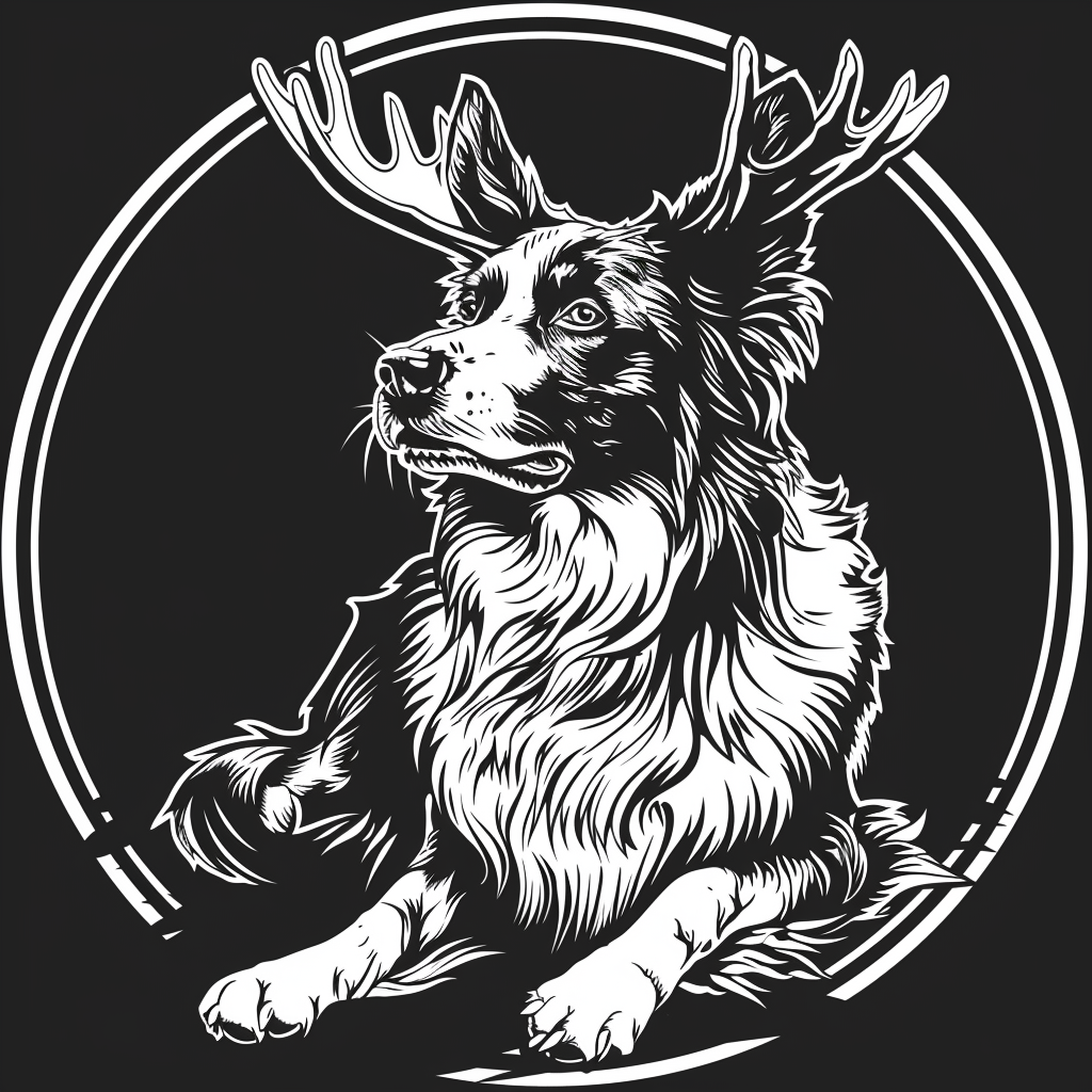 Cute Dog with Moose Antlers Sticker Design