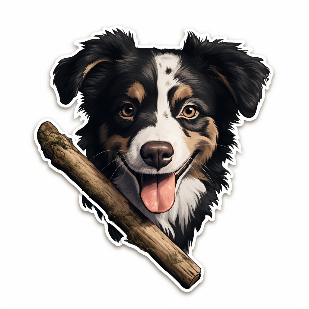 Border Collie with stick in mouth