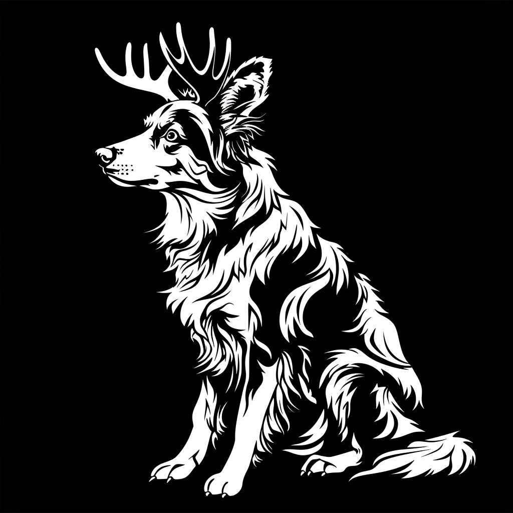 Cute border collie mix with antlers